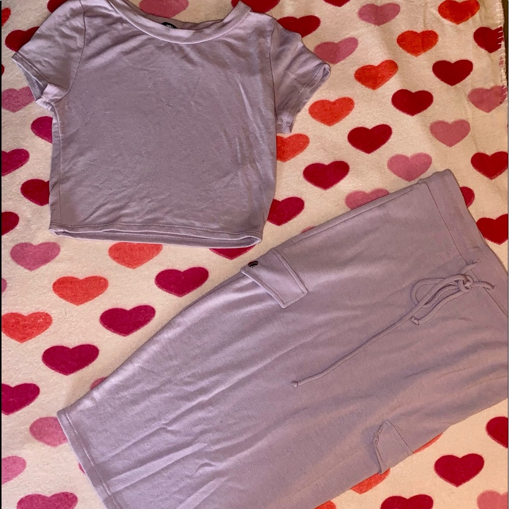 Periwinkle basic tee with skirt matching set